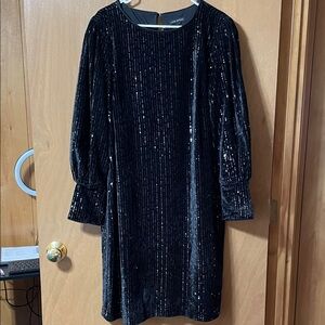 Lane Bryant Black Velvet Long Sleeve Dress